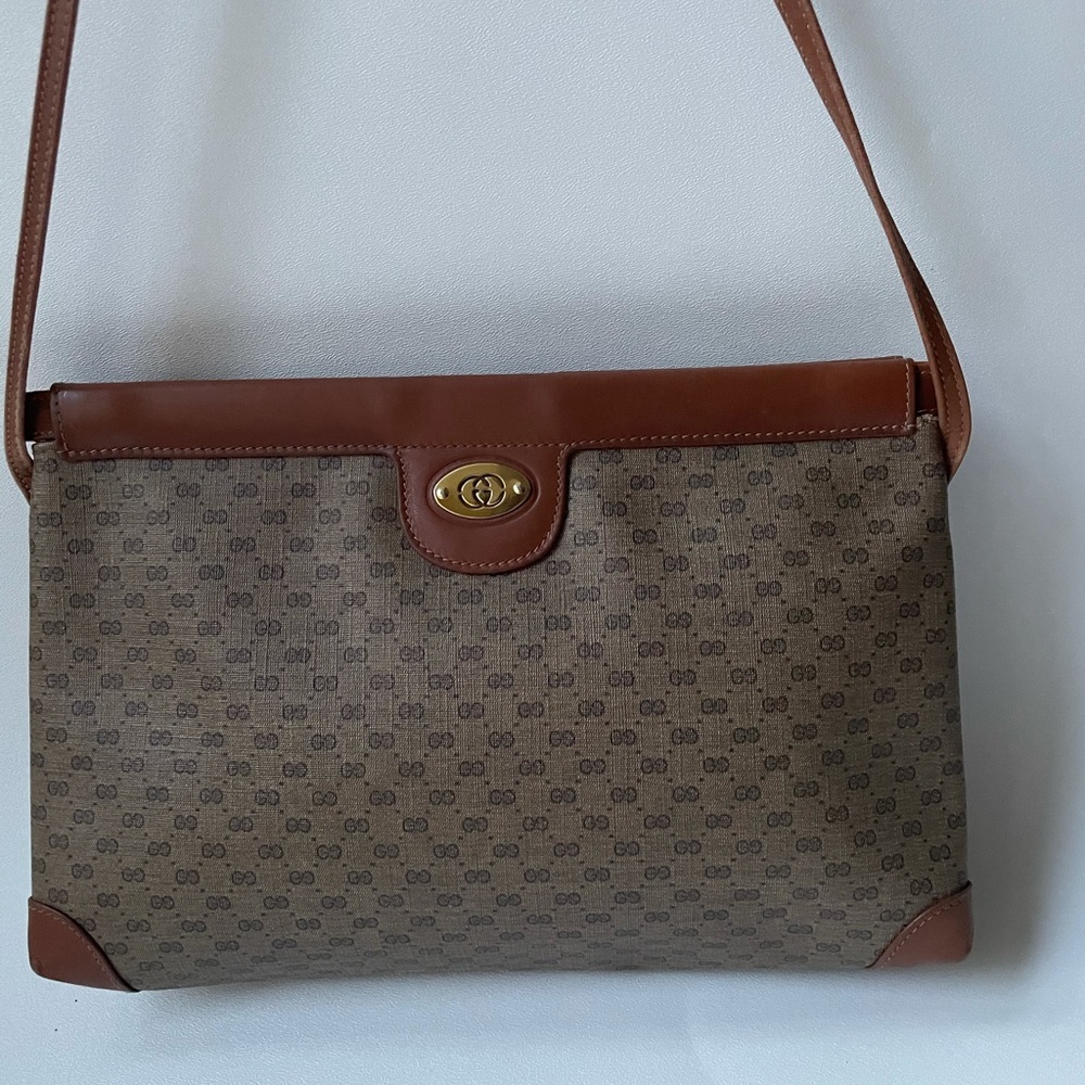 Vintage Gucci Brown Web GG Coated Canvas Purse